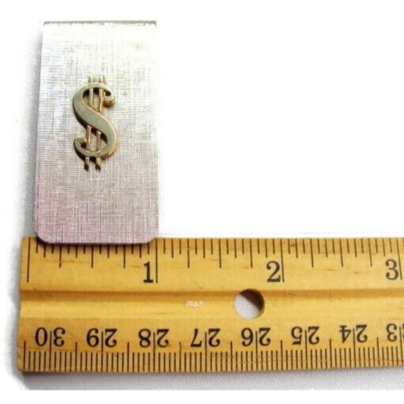 Vintage Money Clip Small Dollar Sign Wallet Credit Card Cash Holder Silver Tone - Picture 5 of 7